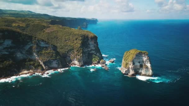 Vue Aérienne Côte Île Nusa Penida Bali Indonésie — Video