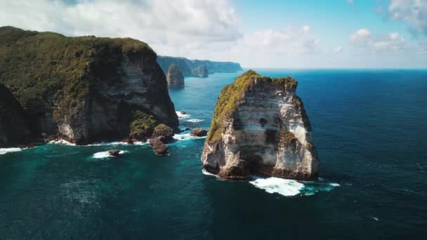 Vista Aérea Costa Isla Nusa Penida Bali Indonesia — Vídeos de Stock
