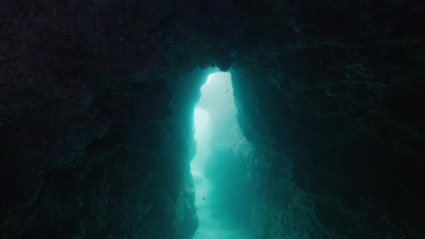 Печерне Занурення Камера Повільно Рухається Печері Під Водою Виходу — стокове відео