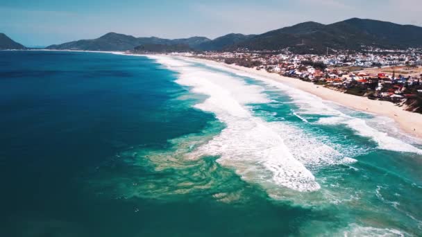 Flygfoto Över Atlantkusten Brasilien Staden Morro Das Pedras Florianopolis — Stockvideo