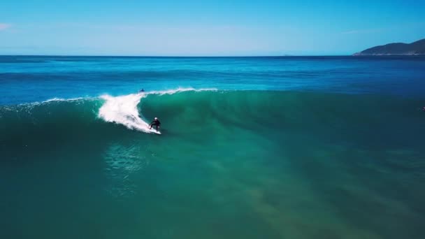Surfer Jeździ Fali Brazylii — Wideo stockowe