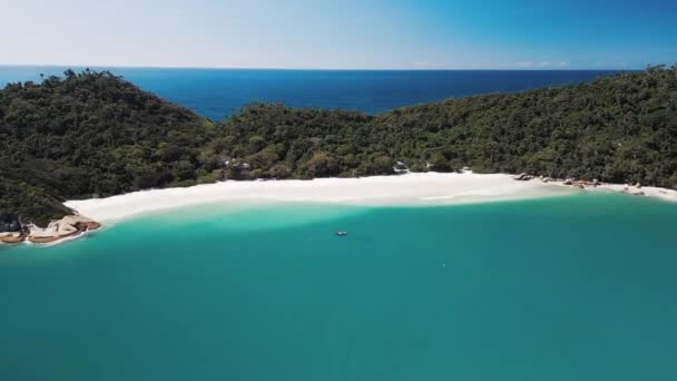 Вид Повітря Острів Кампече Його Незайманий Пляж Флоріанополіс Бразилія — стокове відео