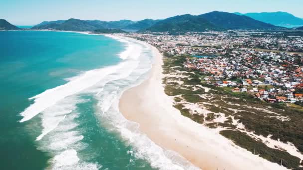 Vista Aérea Praia Brasileira Ilha Santa Catarina Florianópolis — Vídeo de Stock