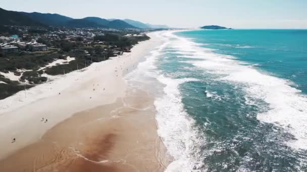 Luftaufnahme Des Brasilianischen Strandes Insel Santa Catarina Florianopolis — Stockvideo