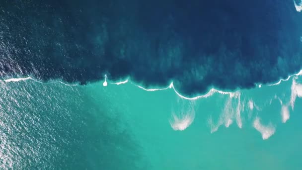 Zona Límite Océano Atlántico Vista Aérea Línea Divisoria Aguas Azules — Vídeo de stock