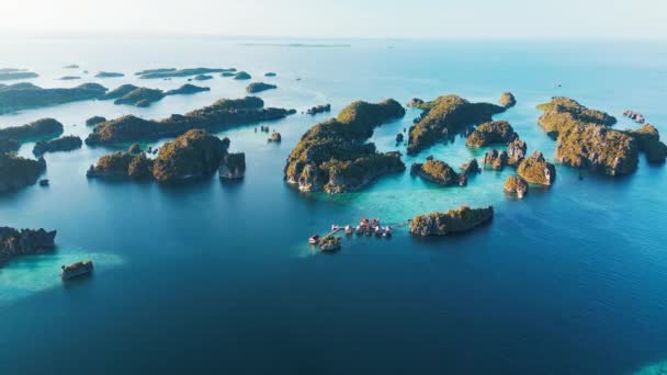 Вид Море Південно Західного Папуасу Великою Кількістю Островів Місольський Регіон — стокове відео