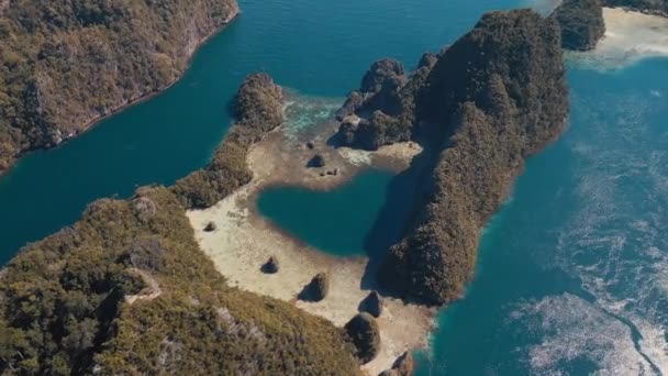 Widok Lotu Ptaka Morze Papui Zachodniej Region Misool Dużą Ilością — Wideo stockowe