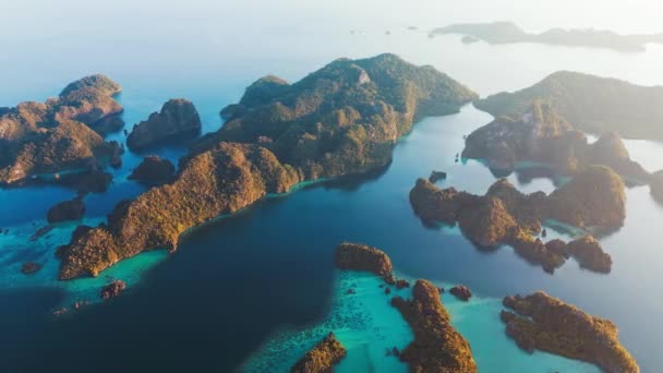 Вид Повітря Море Західного Папуасу Місольський Регіон Великою Кількістю Островів — стокове відео