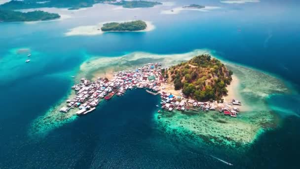 Seascape Raja Ampat Indonesien Flygfoto Över Misool Island Med Öar — Stockvideo