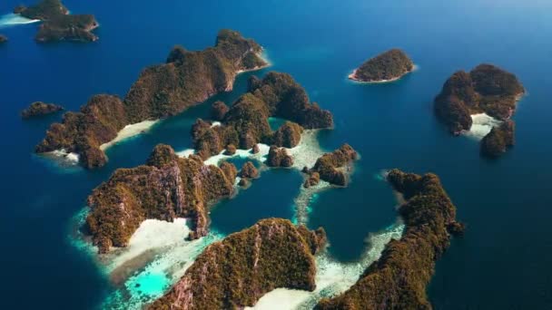 Raja Ampat Indonesia Vista Aérea Del Grupo Islas Cerca Isla — Vídeos de Stock
