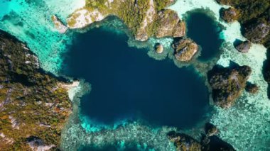 Raja Ampat, Endonezya. Batı Papua 'daki deniz manzarası