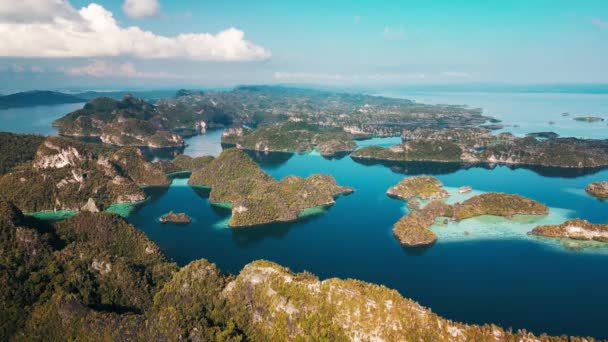 Vista Aérea Raja Ampat Região Indonésia Seascape Com Muitas Ilhas — Vídeo de Stock