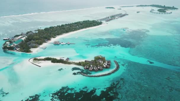 Maldivler Deki Tropik Adanın Havadan Görünüşü — Stok video