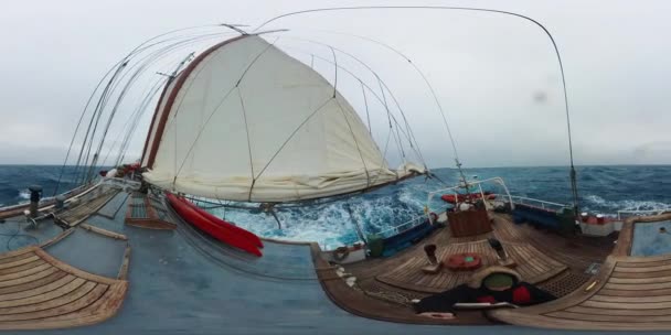 Filmagem Vela Antártida Navio Vela Que Atravessa Passagem Drake Parte Gráficos De Vetor