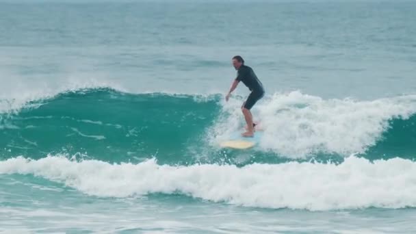 Surfista Monta Ola Brasil Cae — Vídeos de Stock