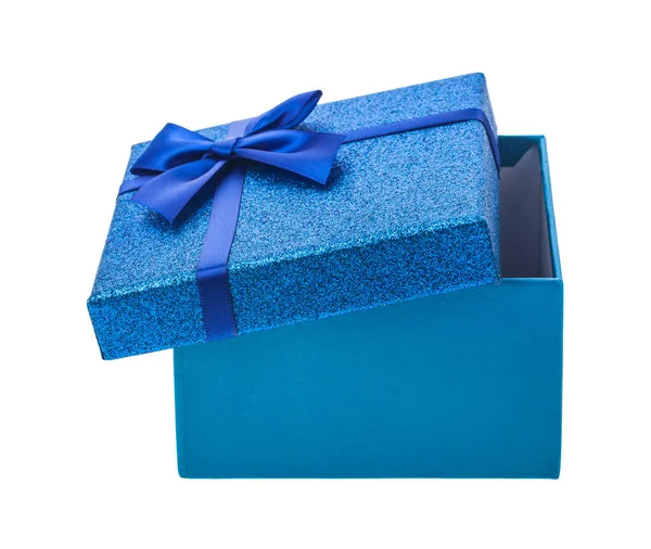 Niebieskie Pudełko Prezentem Odizolowanym Białym Tle Szczegół Projektu Elementy Konstrukcyjne — Zdjęcie stockowe