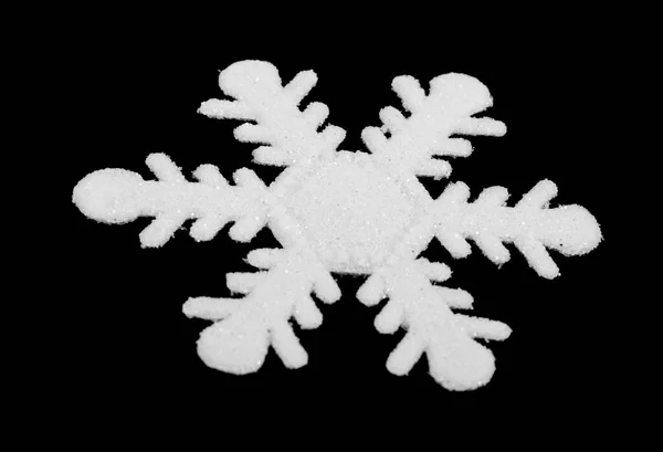 Bílá Sněhová Vločka Izolované Černém Pozadí Detail Pro Design Designové — Stock fotografie