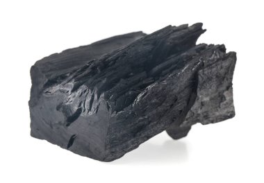 Kömür beyaz arka planda izole edildi. Tasarım ayrıntıları. Tasarım elemanları. Makro.