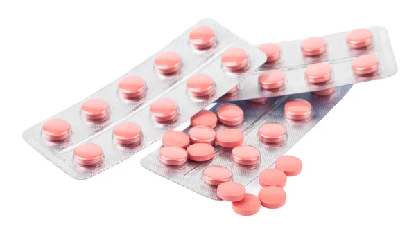 Pilules Rouges Isolées Sur Fond Blanc Détail Pour Conception Eléments — Photo