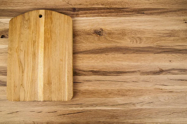 Wooden Cutting Board Wooden Table Place Text View — Stock Photo, Image