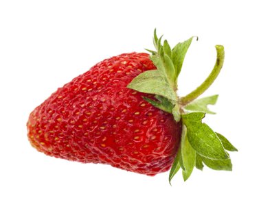 Beyaz arka planda kırmızı sulu çilek. Yan görünüm.