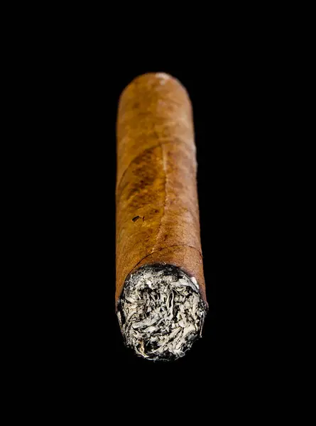 Cigar Isolerad Svart Bakgrund Detalj För Design Designelement Makro Bakgrund Stockfoto