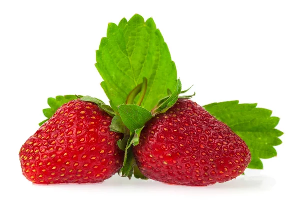 Rote Saftige Erdbeere Isoliert Auf Weißem Hintergrund Vegetarische Gesunde Ernährung Stockbild