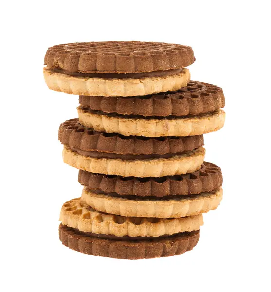 Cookies Isolerade Vit Bakgrund Detalj För Design Designelement Makro Bakgrund Stockbild