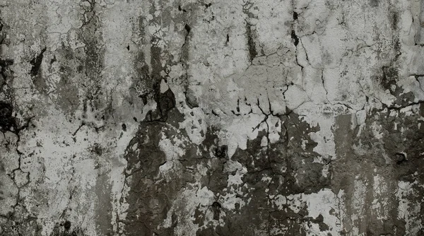 Stary Tynk Ściana Brudny Biały Czarny Zarysowany Poziomy Tło Pęknięty — Zdjęcie stockowe