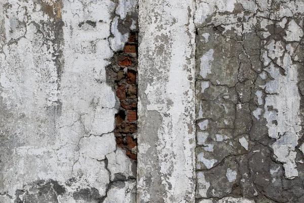 Stará Omítka Zeď Špinavě Bílou Černou Poškrábanou Vodorovné Pozadí Prasklý — Stock fotografie