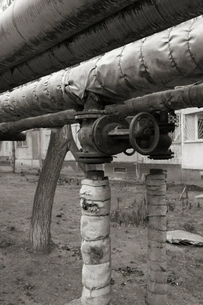 Vanası Kapalı Eski Hava Isıtma Ana Vanası Yoksulluk Yoksulluk Iflas — Stok fotoğraf
