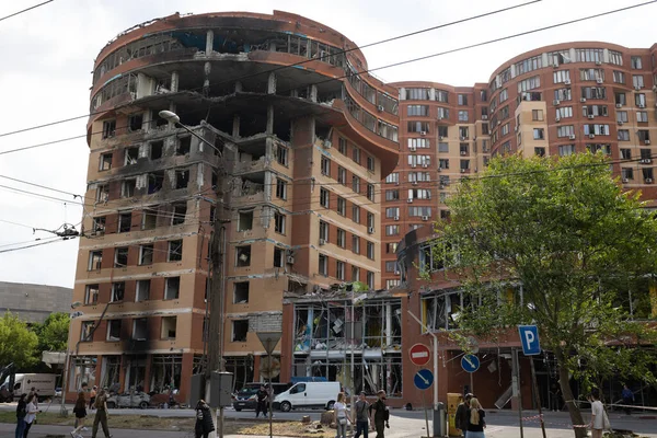 Odessa Ukraine กรกฎาคม 2023 สงครามในย เครน าลายอาคารพลเร อนหล งการโจมต จรวด — ภาพถ่ายสต็อก