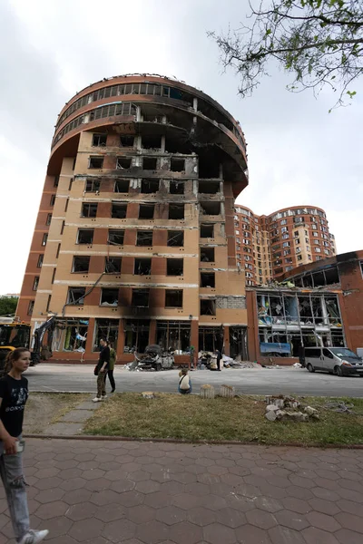 Odessa Ukraine Juli 2023 Oorlog Oekraïne Vernietigd Burgergebouw Raketaanval Ruïneert — Stockfoto