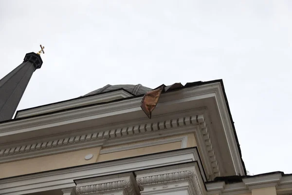 Byggande Ortodox Kyrka Odessa Förstörd Raket Kriget Ukraina Ryssland Brutna — Stockfoto