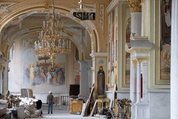 Odessa Ukraine Julho 2023 Construção Igreja Ortodoxa Odessa Destruída Por — Fotografia de Stock