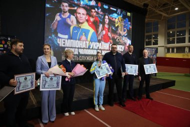 ODESSA, UKRAINE - March 10, 2025: Ukrainian Boxing Cup among men and women. Opening ceremony of the competition, concert, awards, coaches, judges, parade of competition participants.