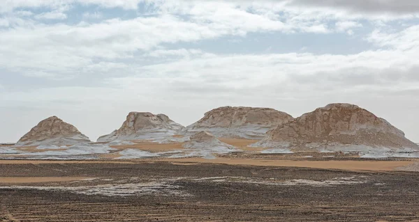 Landscape scenic view of desolate barren western desert in Panoramic barren landscape in Egypt Western White desert with geological rock formations