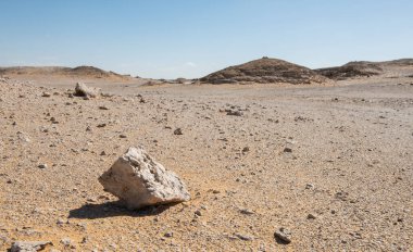 Landscape scenic view of desolate barren western desert in Egypt at Farafra Oasis