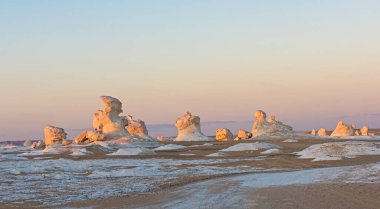 Landscape scenic view of desolate barren western desert in Panoramic barren landscape in Egypt Western White desert with geological rock formations