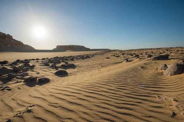 Пейзаж Мальовничого Краєвиду Безлюдної Західної Пустелі Єгипті Геологічними Кам Янистими — стокове фото