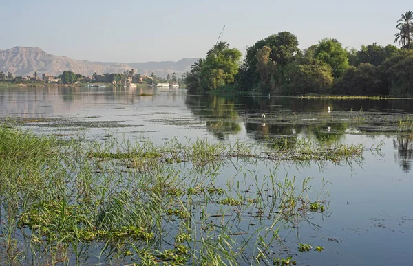 Vista Panorámica Del Paisaje Través Del Río Nilo Orilla Oeste —  Fotos de Stock