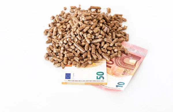 Wooden Pellets Euros — Stock Photo, Image