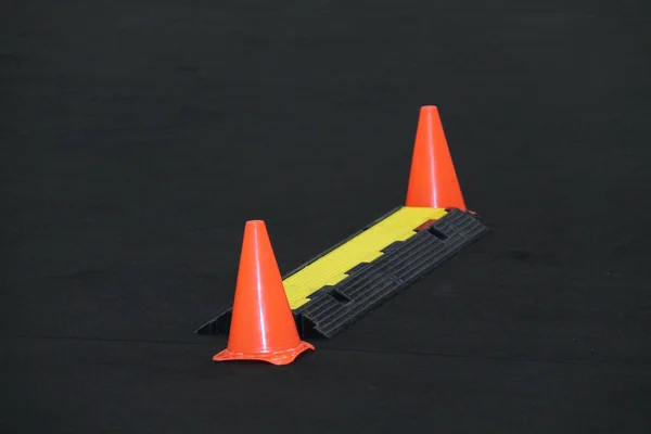 Two Cones Marking Ramp Transport Course — Stock Photo, Image