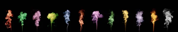 Collection Smoke Different Colors Black Background — Stock Photo, Image