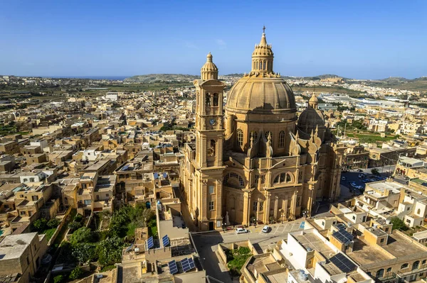 stock image Aerial drone view of the Rotunda St. John Baptist Church in Xewkija, Gozo, Malta.