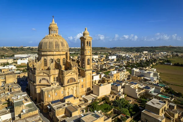 Vista Aérea Drone Igreja Batista Rotunda John Xewkija Gozo Malta — Fotografia de Stock