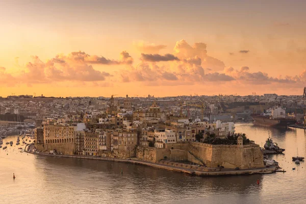 Skyline Senglea Vid Soluppgången Malta Tre Städer Grand Harbour — Stockfoto