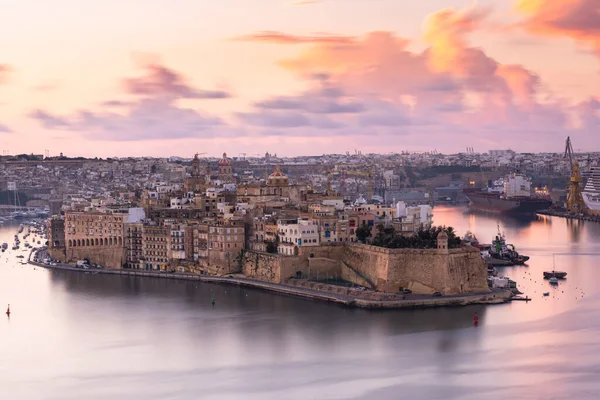 Stadsbilden Senglea Vid Soluppgången Malta Tre Städer Grand Harbour — Stockfoto