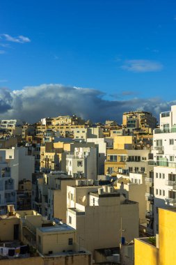 Rooftop cityscape residential area in Silema, Malta.