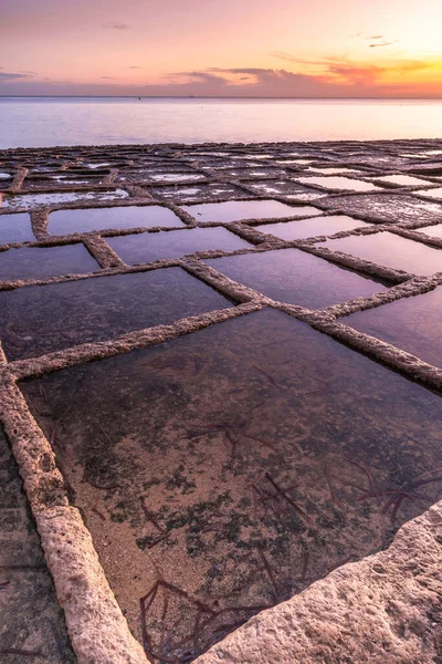 Straditional salt pans in Marsaskala, Malta.